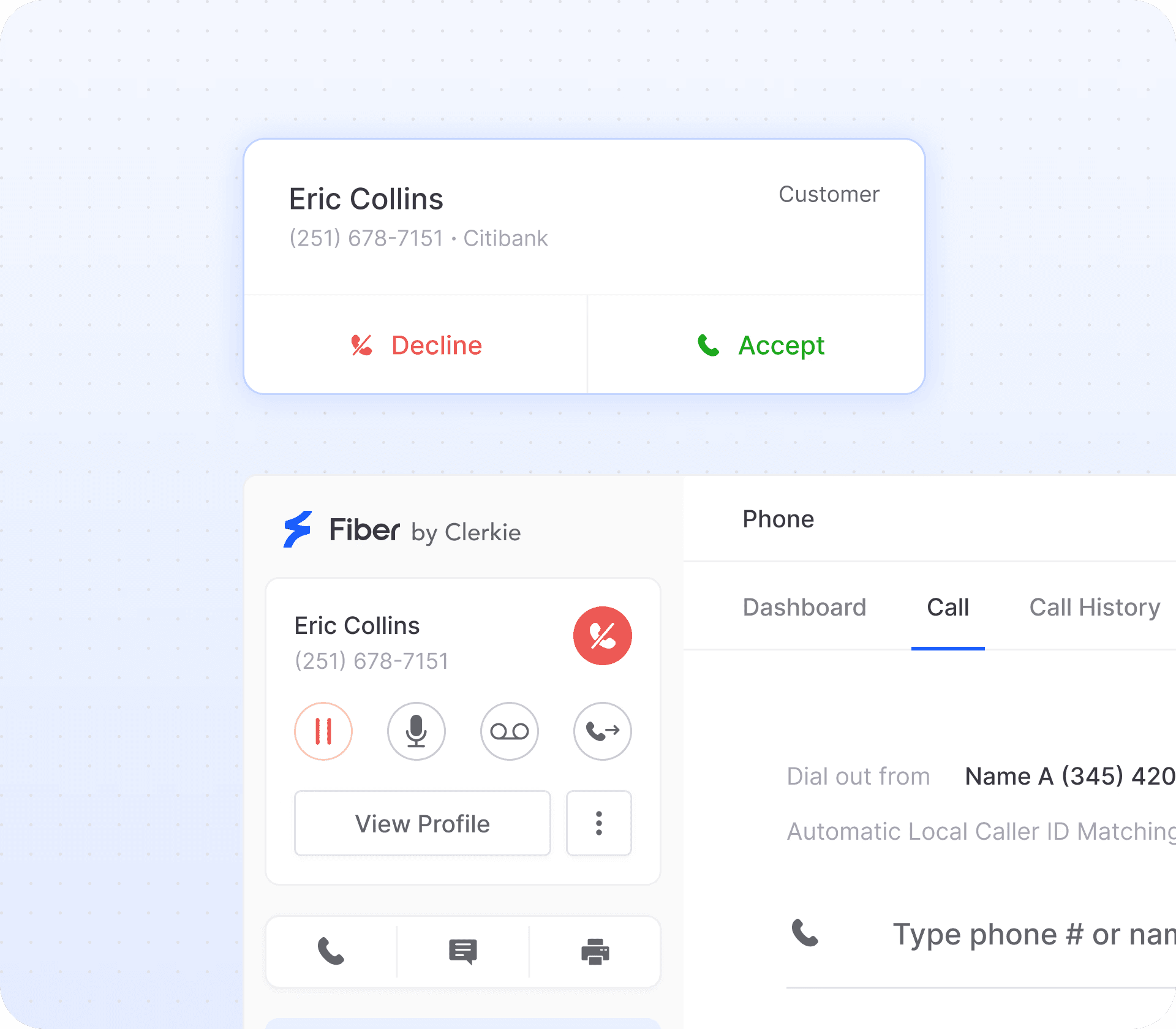 Integrated phone embedded in CRM